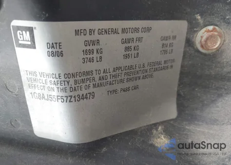 2007 Saturn Ion 2 из США, поврежденный, VIN 1G8AJ55F57Z134479